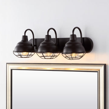 Levi 24.5" Industrial Farmhouse Iron LED Vanity - JONATHAN Y